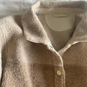 outdoor voices mega fleece bomber tan